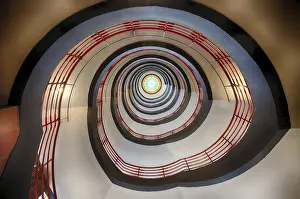 Spiral Staircase Interior Drucke: Interior view, staircase, round