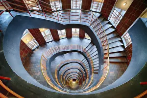Spiral Staircase Interior Drucke: Interior view, staircase, round