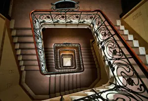 Northern German Buildings Drucke: Interior view, staircase, square