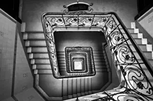 Northern German Buildings Drucke: Interior view, staircase, square