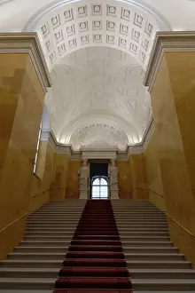 Deserted Building Germany Drucke: Interior view, Yellow Staircase