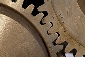 Symbolic Cogwheel Image Drucke: Interlocking gear wheels, detailed view