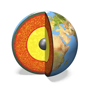 Natural Science Illustrations Drucke: Internal structure of the Earth, 3D illustration