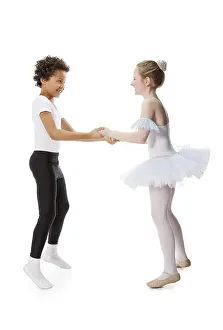Youthful Dance Movement Drucke: Interracial children dancing together