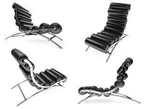 Plain White Background Image Drucke: Isolated collage of sofa over white background