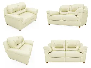 Symbolic Picture Concept Drucke: Isolated collage of sofa over white background