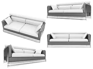 Collage Concept Image Drucke: Isolated collage of sofa over white background