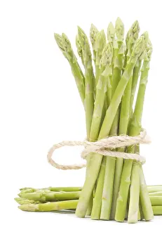 Garden Fresh Asparagus Drucke: Isolated fresh Asparagus bundle on white background