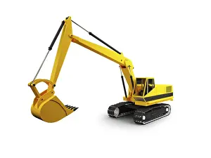 Bright Studio Photography Drucke: Isolated heavy machine on white background