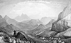 Historical Bible Depiction Drucke: The Israelites received the tablets of the ten commandments