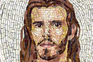 Byzantine Mosaic Art Drucke: Jesus in a recent mosaic made with ancient techniques