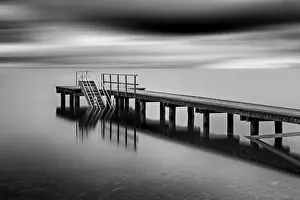Bavarian Footbridge Drucke: Jetty, long exposure