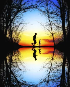 Recreational Activity Outdoor Drucke: Jogging at Sunset