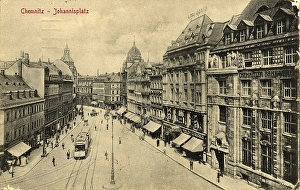 Abandoned City Square Europe Drucke: Johannisplatz in Chemnitz, c. 1905