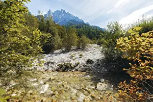 Austria National Park Drucke: Johnsbach stream flows under gentle sunlight