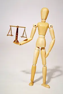 Lady Justice Statue Drucke: Jointed doll with scale