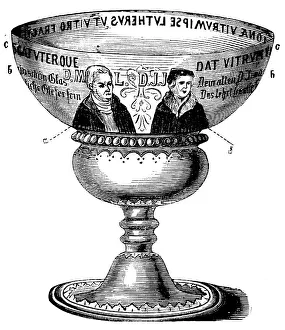 Martin Luther Drucke: Johannes Glas mit Porträts von Luther (links) und Johannes (rechts)