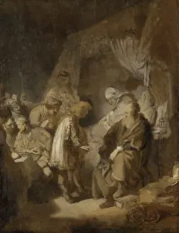 Drucke von 'Joseph, seine Träume erzählend (1633), Gemälde von Rembrandt Harmenszoon van Rijn (geboren am 15. Juli 1606 in Leiden, gestorben am 4) Rembrandt Van Rijn Drucke: Joseph erzählt seine Träume (1633)