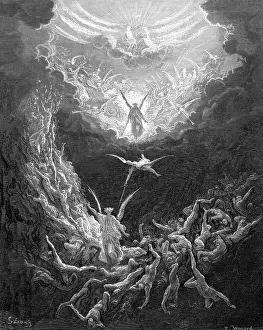 Bible Story Illustration Drucke: The Last Judgment, the End of the Old World
