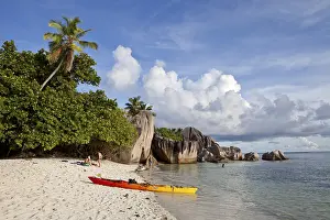 Deserted Sandy Beaches Africa Drucke: Kayaking at Anse Source d'Argent