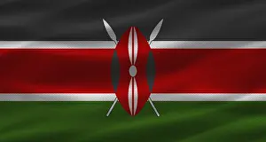 African Patriotic Symbols Drucke: Kenyan flag with fabric texture