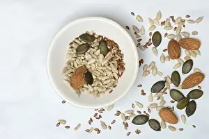 Sunflower Seed Mix Drucke: Kernels in shell, kernel mix of almond seeds