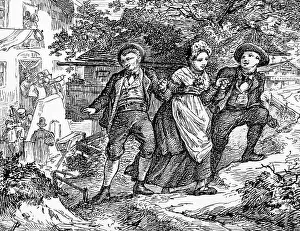 Traditional Bavarian Customs Drucke: Kidnapping of the bride, Lenggries