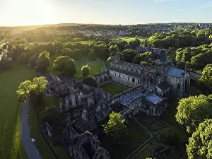 Leeds Drucke: Kirkstall Abbey aus der Sicht eines Drohnen, Kirkstall