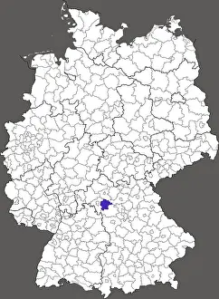 Germany Geography Drucke: Kitzingen district, in Bavaria