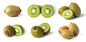 Close Up Kiwi Fruit Drucke: kiwi fruit set isolated on white background
