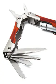 Handicraft Studio Shot Drucke: Knife with tools on a white background