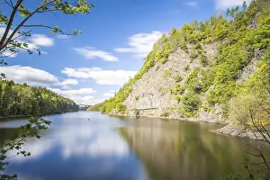 Deserted Riverbank Europe Drucke: Kobersfelsen, reflection, river Saale