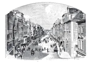 Authentic German Illustration Drucke: KonigsstraBe in Stuttgart