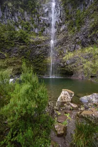 Upper Risco Waterfall Portugal Drucke: Lagoa do Vento with Upper Risco Waterfall