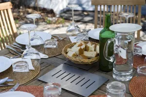 Deserted Dining Table Drucke: Laid table, outdoors