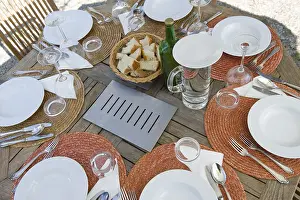 Deserted Dining Table Drucke: Laid table, outdoors