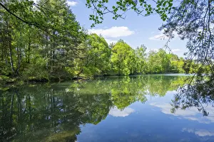 No People In Bavaria Drucke: Lake with reflection of the landscape