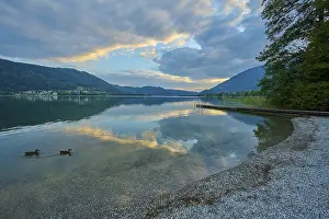 Summer Evening Light Mood Drucke: Lakeside, bathing jetty, sky, clouds