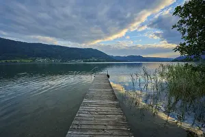 Deserted Bathing Jetty Drucke: Lakeside, bathing jetty, sky, clouds