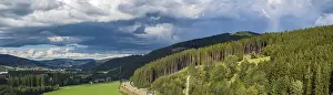 Dramatic Clouds Germany Drucke: Landscape in the Black Forest, forest and dramatic clouds