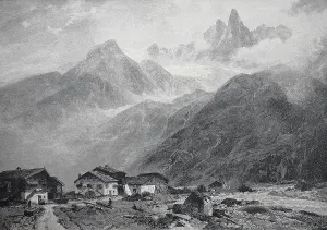Empty Village Scene Europe Drucke: Landscape in the Chamonix Valley