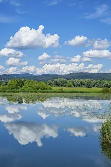 Upper Palatinate Nature Scene Drucke: Landscape of Danubia river with reflection of the landscape and Clouds