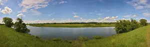 Upper Palatinate Nature Scene Drucke: Landscape of Danubia river with reflection of the landscape and Clouds