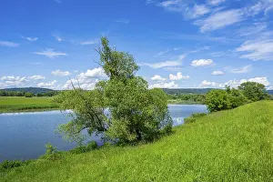 Upper Palatinate Nature Scene Drucke: Landscape of Danubia river with reflection of the landscape and Clouds