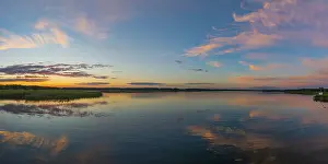 Panoramic View Of Lake Drucke: Landscape in the evening light