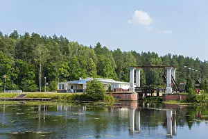 Augustow Canal Scenery Drucke: Landscape with lock and bridge