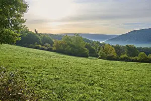 Morning Light Europe Drucke: Landscape, meadow, forest, clouds