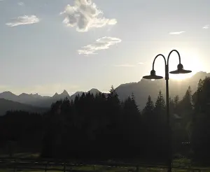 Salzburg Landscape Photography Drucke: Lantern, lamp, sun, back light