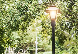 Lantern Pole Drucke: A lantern pole in a square with copy space