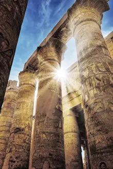 Historic Building Architecture Drucke: Large columned hall in the Karnak temple complex
